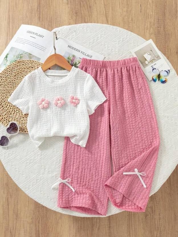 Kids Girl T-Shirt & Pant Set (3-Flower)